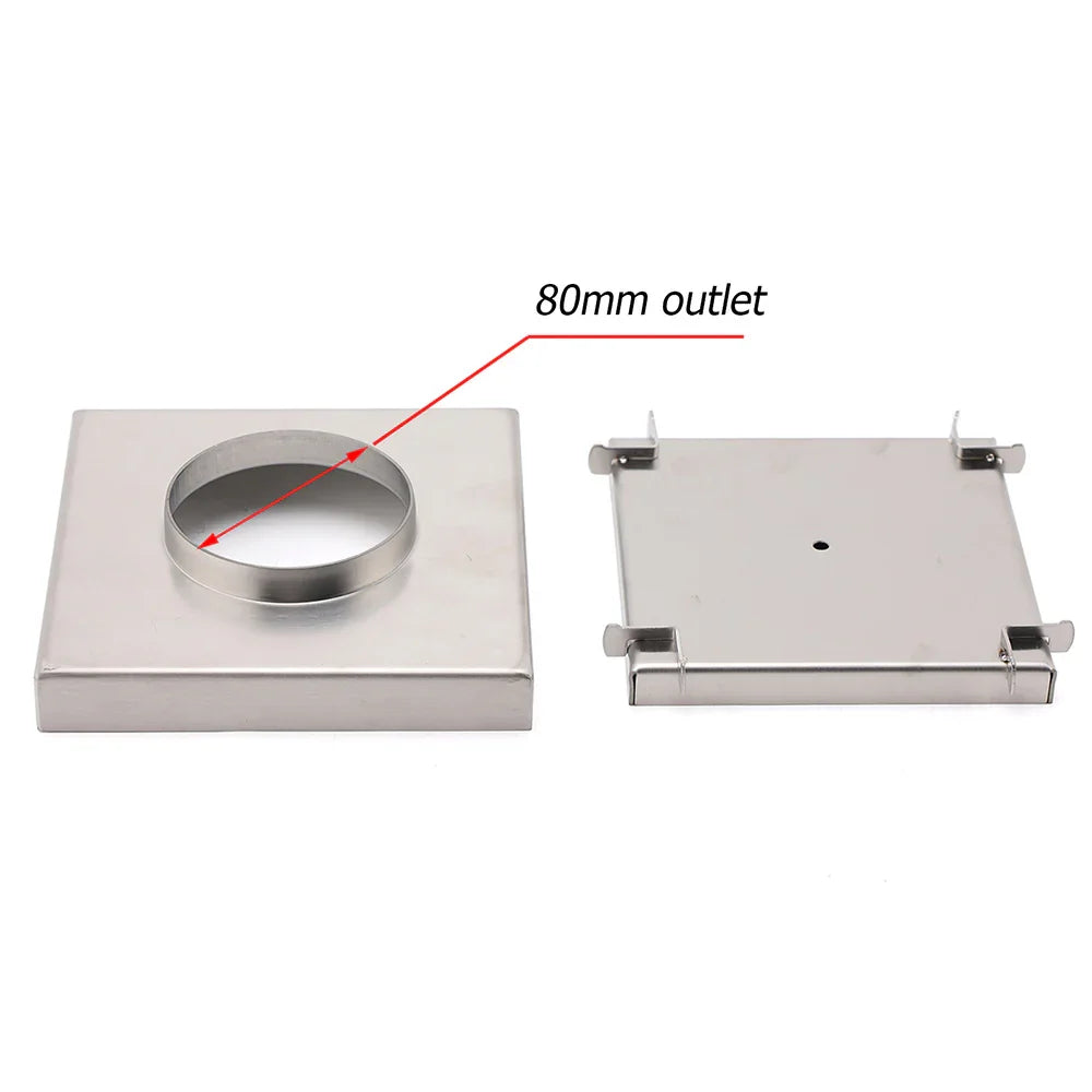 Square 150x150mm Tile Insert Floor Drain 80mm Waste Stainless Steel Shower Grate