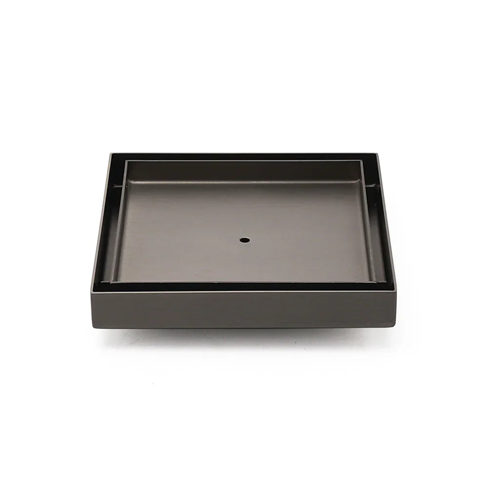 Bathroom Gun Metal 150mm Tile Insert Floor Drain Shower Grate 80mm Waste Outlet