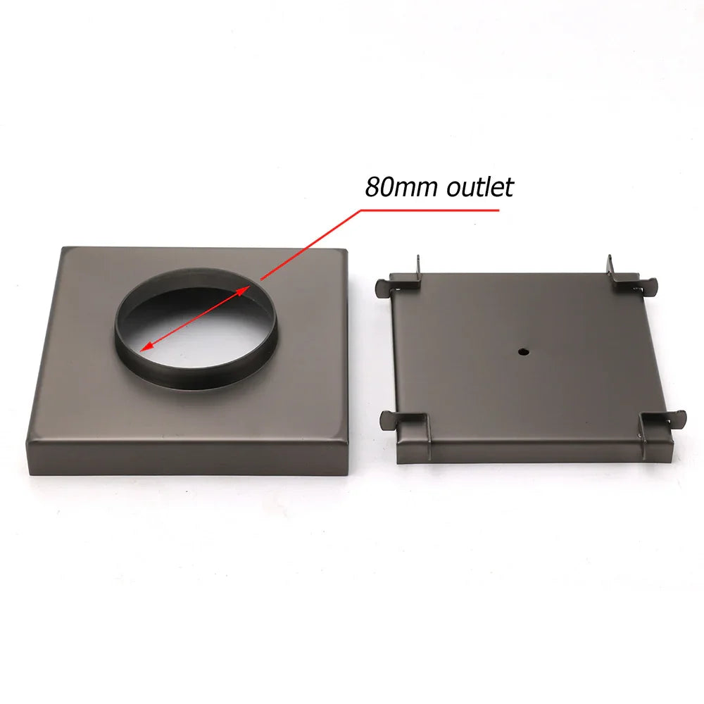 Bathroom Gun Metal 150mm Tile Insert Floor Drain Shower Grate 80mm Waste Outlet