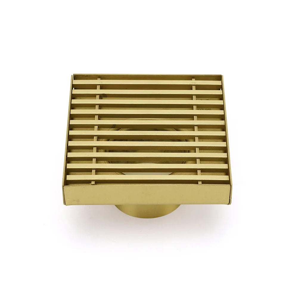 304 Stainless Steel 100x100mm Shower Drain Grate, Brushed Gold