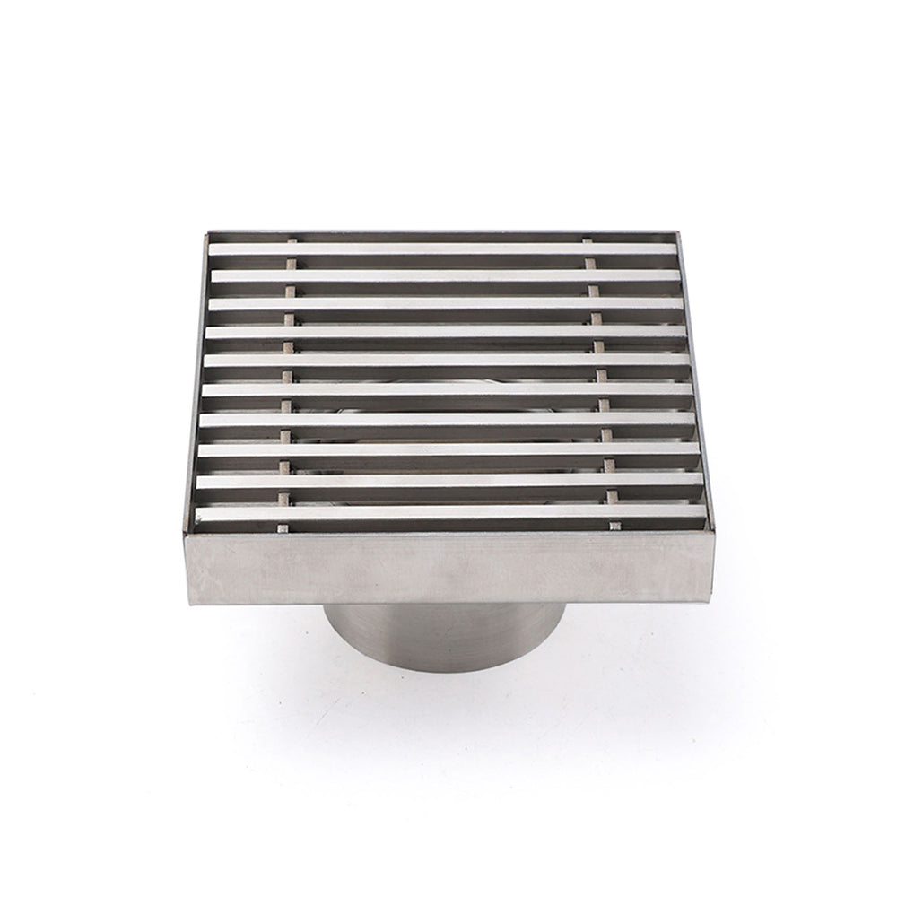 Bathroom SUS 100mm Square Strip Fence Sword Shower Grate Floor Drain 50mm Outlet