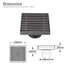 Gun Metal SUS 100mm Square Strip Fence Floor Drain Small Shower Grate 50mm Waste