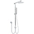 WELS Chrome Round 8" Stainless Steel Rain Head Stick Handheld Sliding Rail Arm Dual Shower Set