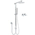 WELS Chrome Round 8" Thin Rainfall Head Metal Handheld Sliding Rail Arm Dual Shower Twin Taps Set