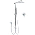 WELS Chrome Round 2in1 8" Stainless Steel Rainfall Head Handheld Sliding Wall Rail Shower Mixer Set
