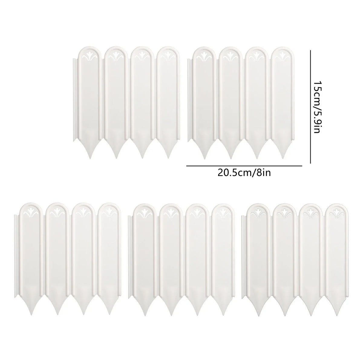 5 Pack Plastic Garden Fence Edging, Decorative Picket Border for Lawn Flower Bed and Yard, 8 x 5.9 in
