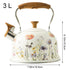 Flower Pattern Whistling Kettle, Vintage Stove Top Tea Pot With Anti Hot Handle for Gas Hob and Induction Stoves, 3 L