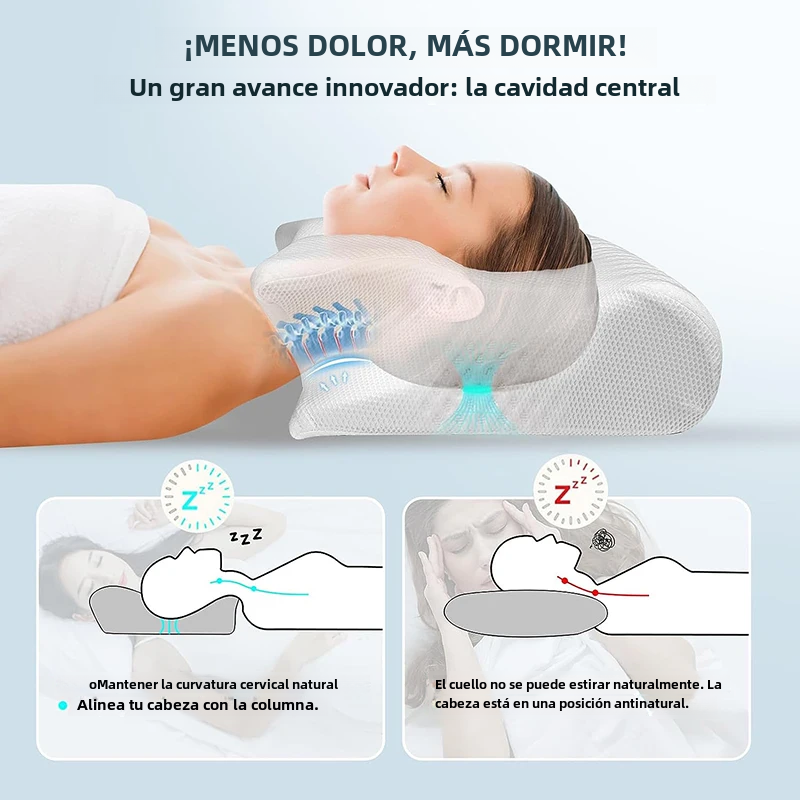 Viscoelastic Neck Pillow, Ergonomic 2-in-1 Contour Support, Light Gray