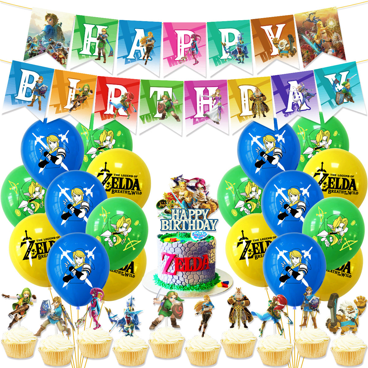 The Legend of Zelda Party Decorations: Complete set for a Hyrule-themed birthday party! Package 2 30-pack balloons Package 2 30Pcs Balloons Set
