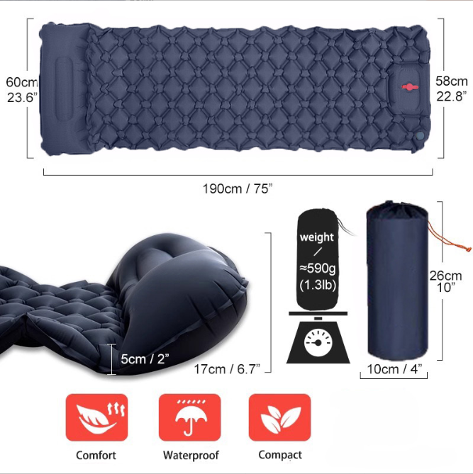 Self-Inflating Camping Mattress: Thick Lightweight Single Camping Mattress Inflatable and Attachable Double Camping Mat and Compact Inflatable Olive Green