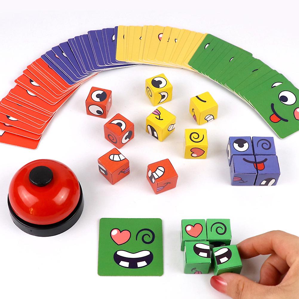 Expression Puzzle Building Blocks Face Changing Building Blocks Matching Game Logical Thinking Training Toy With Bell