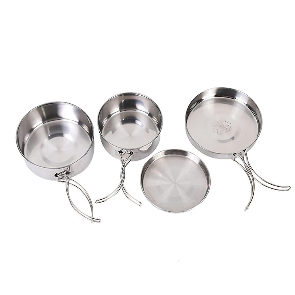 pcs Stainless Steel Pots/Frying Pan/Lid for Outdoor Camping Cooking