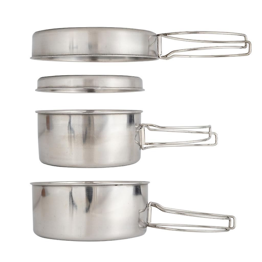 pcs Stainless Steel Pots/Frying Pan/Lid for Outdoor Camping Cooking