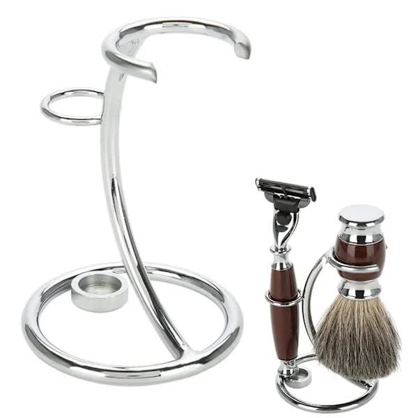 Razor and brush holder, razor stand, razor holder, shaving brush holder made of stainless steel, for storing razors and shaving brushes