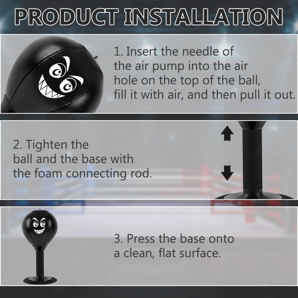 Boxing Ball for Desk - Stress Reducing Boxing Ball with Suction Cup, Stress Ball for Office, Workplace & Home, Perfect Gift Idea