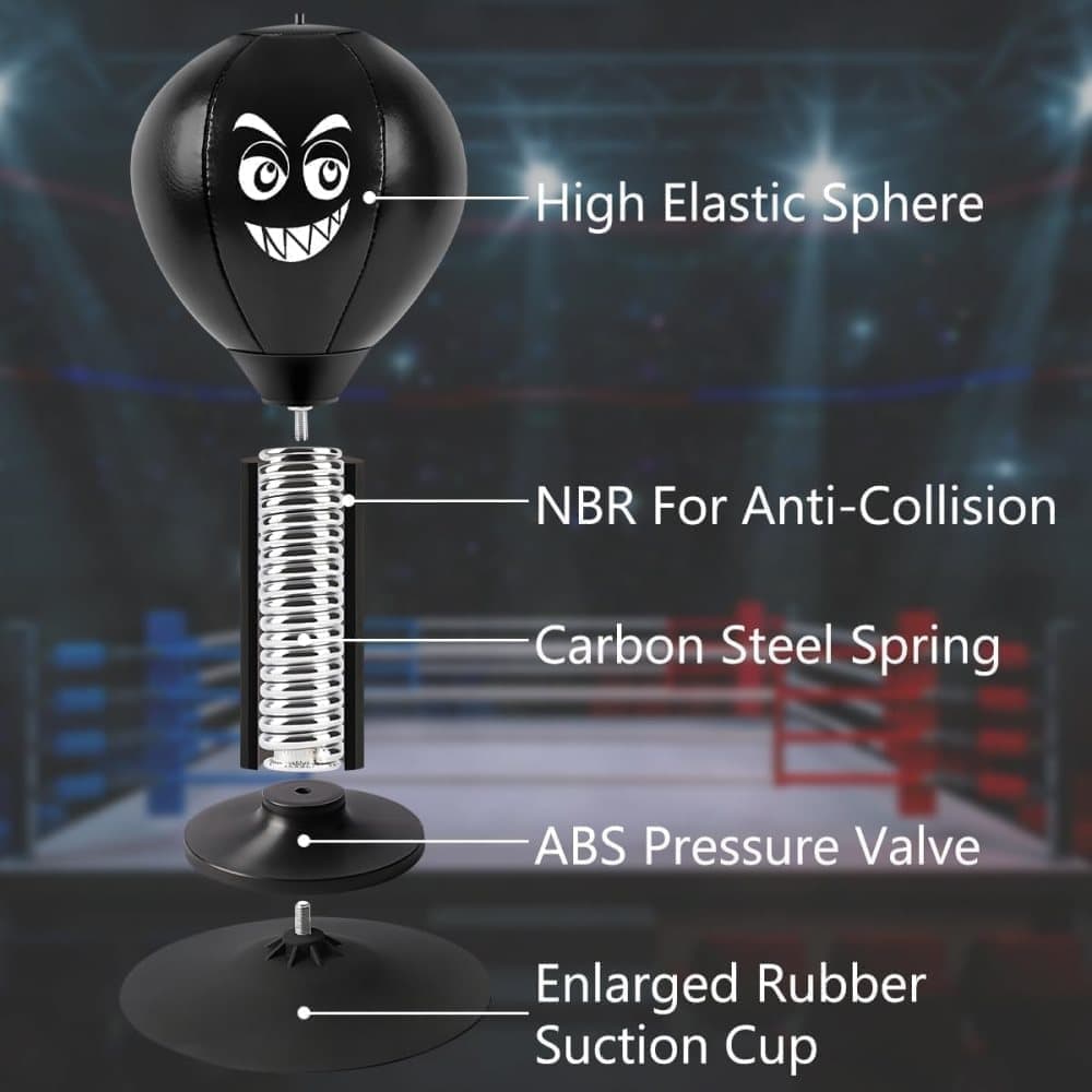 Boxing Ball for Desk - Stress Reducing Boxing Ball with Suction Cup, Stress Ball for Office, Workplace & Home, Perfect Gift Idea