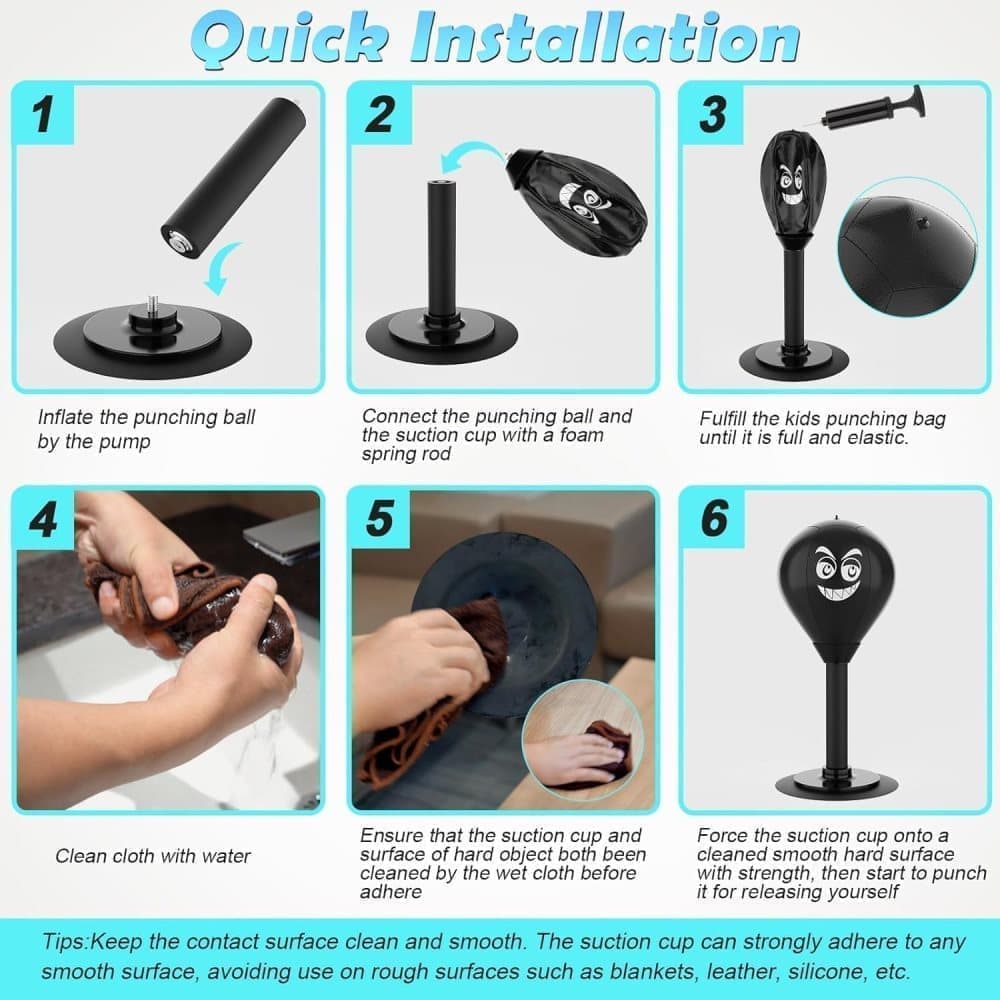 Boxing Ball for Desk - Stress Reducing Boxing Ball with Suction Cup, Stress Ball for Office, Workplace & Home, Perfect Gift Idea