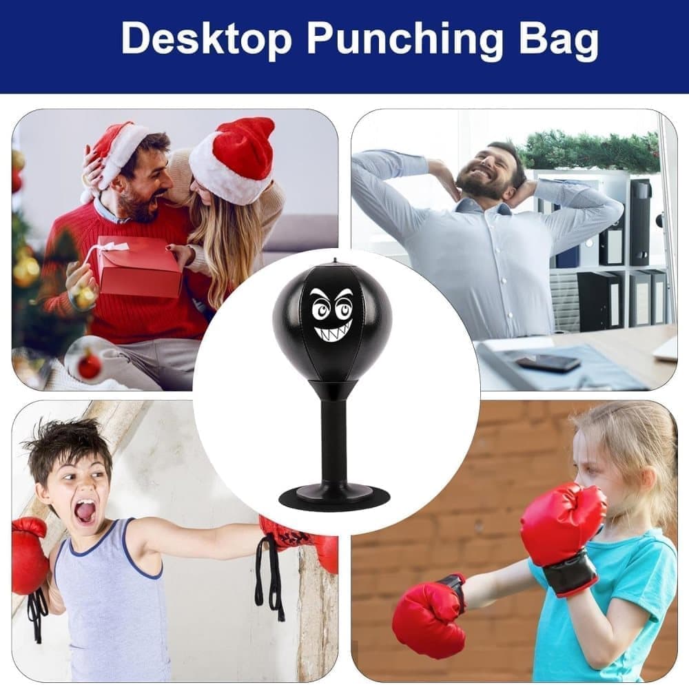 Boxing Ball for Desk - Stress Reducing Boxing Ball with Suction Cup, Stress Ball for Office, Workplace & Home, Perfect Gift Idea