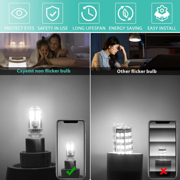 G9 LED bulbs 1.5W equivalent to 20W halogen cool white light 6000K, AC 220-240V, non-dimmable, mini bulb, flicker-free, 10-pack_max