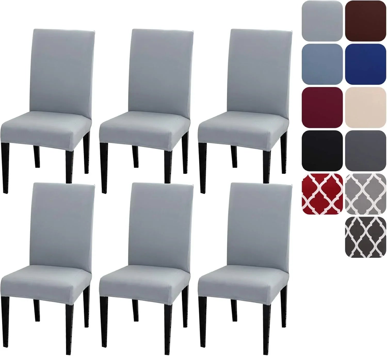 Chair Covers Set of 4 or 6, Stretch Removable Washable Chair Covers Decoration Slipcovers Seat Covers for Hotel Wine Red-tfrf wine Red 6pcs