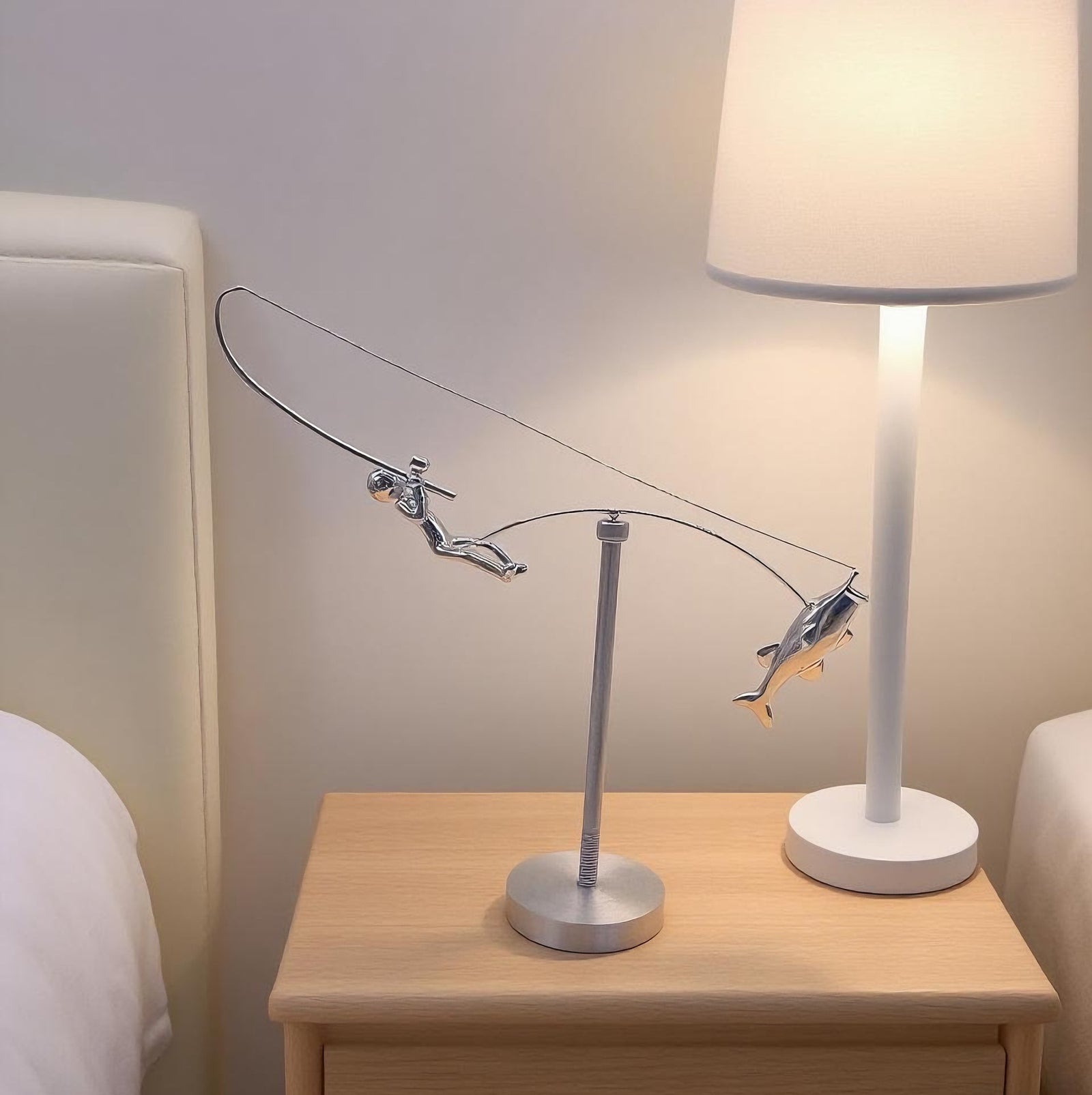 The Balancing Fisherman Sculpture - Kinetic Desk Art Decor, Office Zen Toy, Gift for Dad