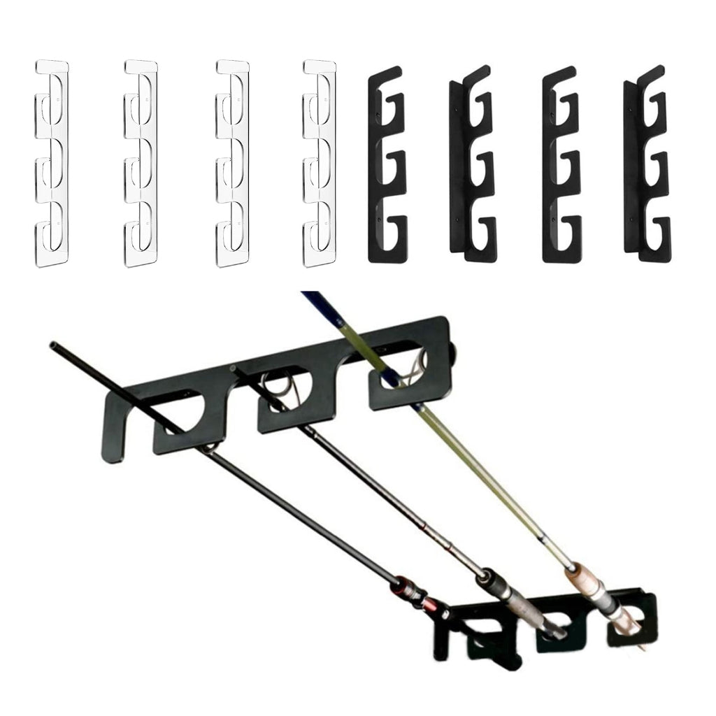 Set of fishing rod holders for garage, 6 rods - Fishing rod holders for wall and ceiling, fishing rod storage 0.46 Black