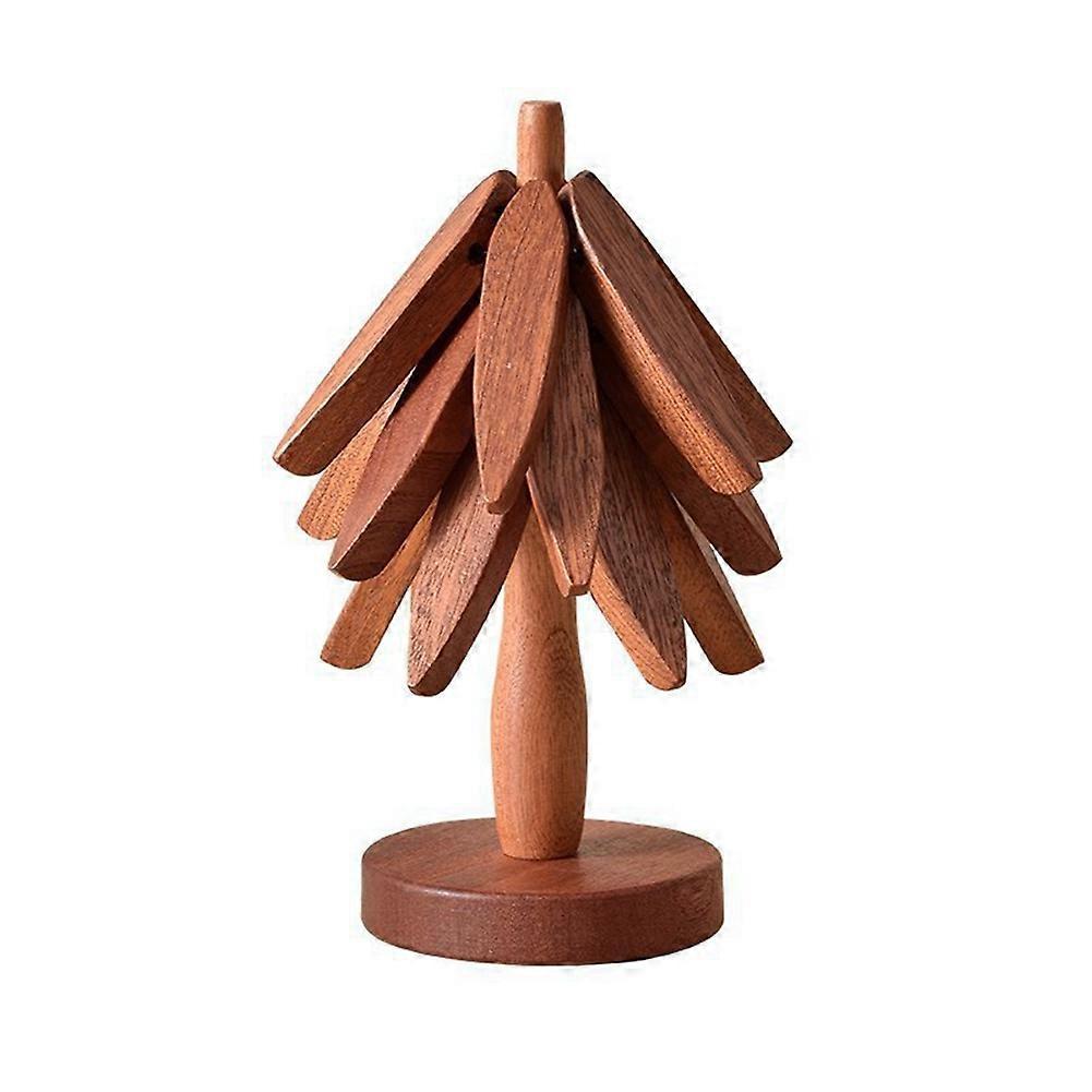 Set Wooden Coasters in Tree Shape, Wooden Insulation Mat_tfrf