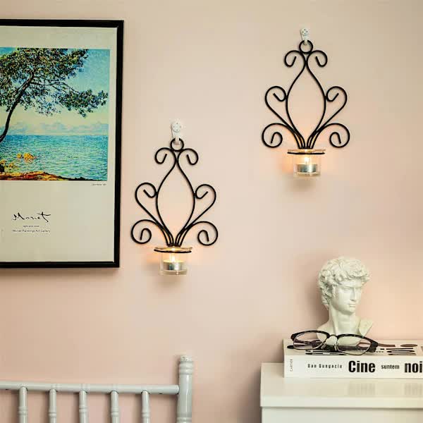 Vintage Iron Wall Candle Holders, Creative Iron Candlesticks