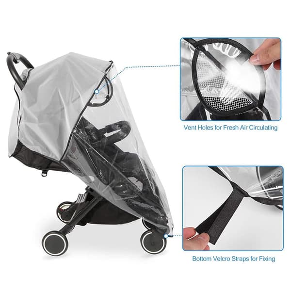 Universal Stroller Rain Cover, 5-in-1 Cover - Transparent Rain Cover for Stroller