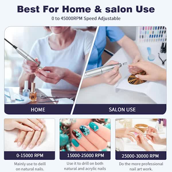 [CA] Fast and Efficient 45000 rpm Rechargeable Portable Electric Nail File Pink