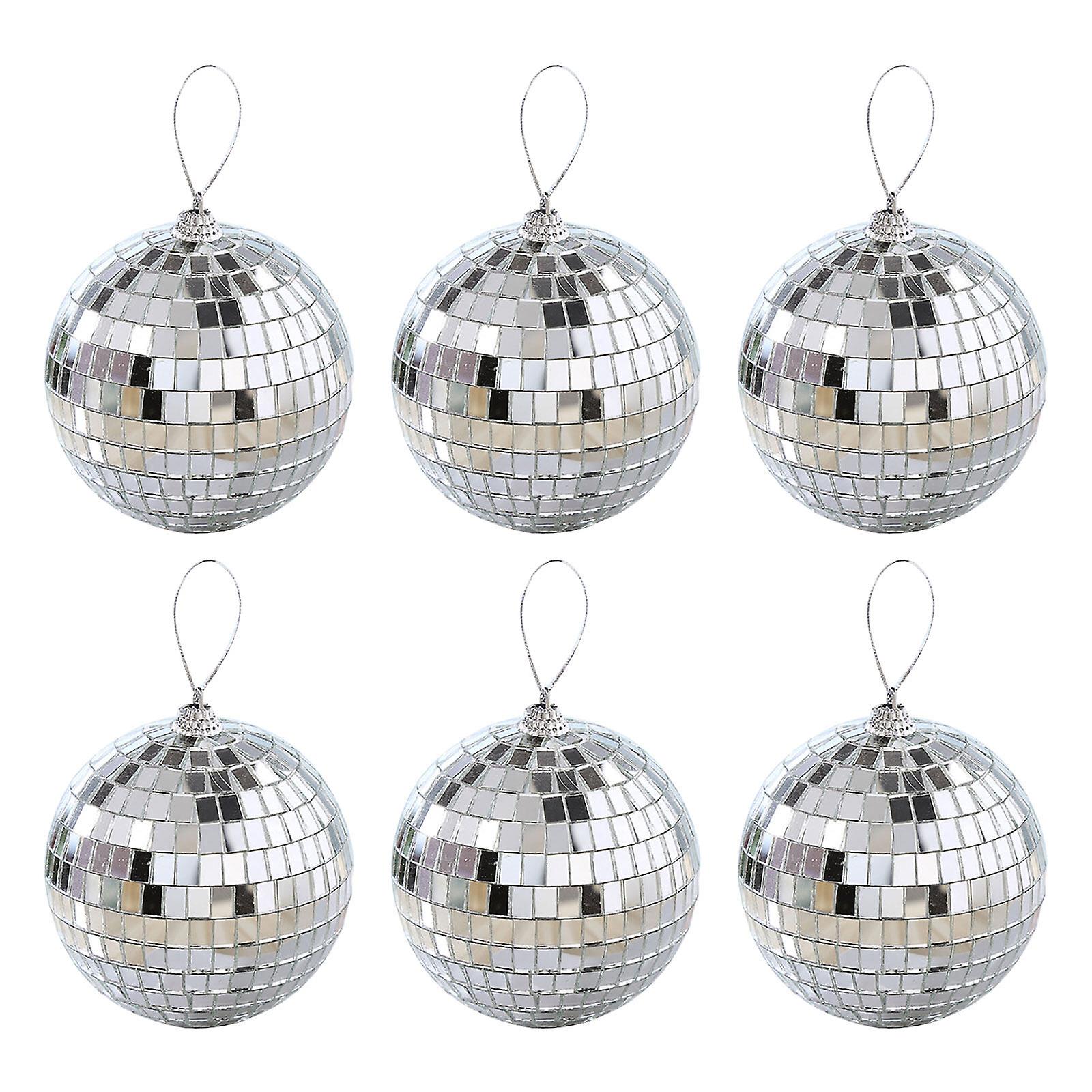 6/12 pcs Mini Disco Ball Party Decorations Silver Mini Plastic Ornaments Small Disco Balls Silver Silver_MGF Silver 6CM