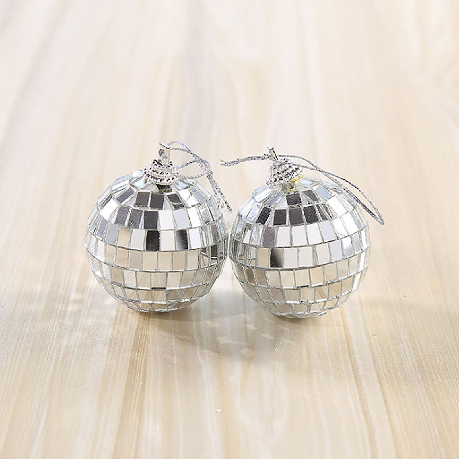 6/12 pcs Mini Disco Ball Party Decorations Silver Mini Plastic Ornaments Small Disco Balls Silver Silver_MGF Silver 6CM