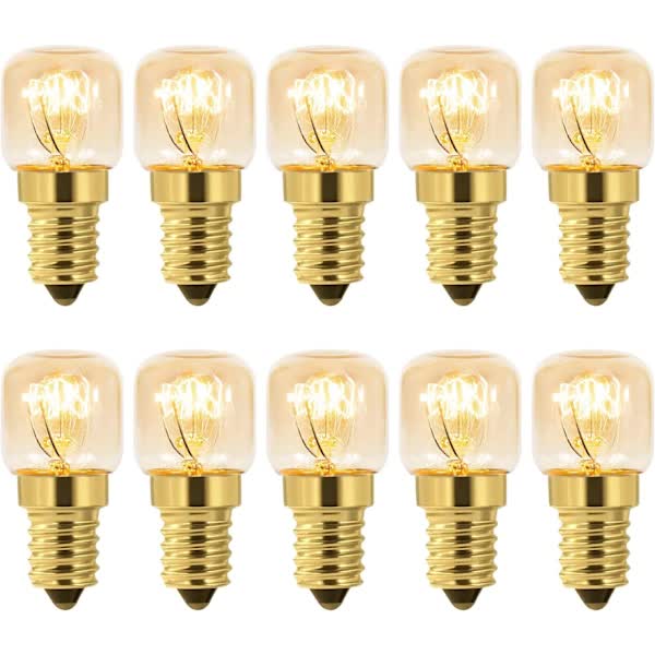 10-pack Dimmable E14 Oven Light Bulb, Edison E14 T22, Withstands up to 300 degrees, 2700K Warm White, 160LM, AC 220V