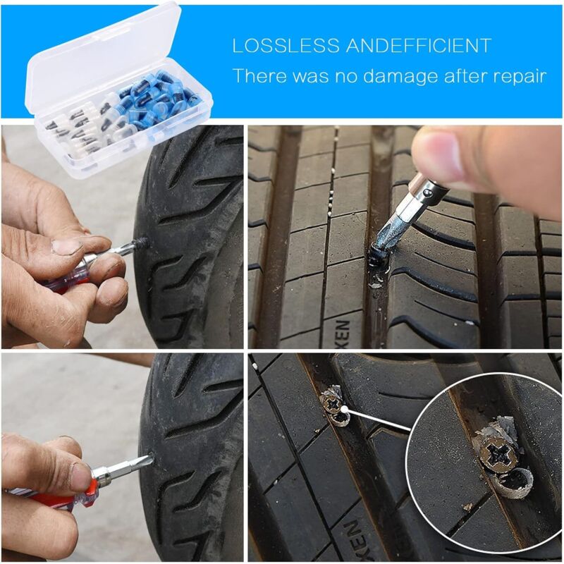 30pcs Rubber Nails for Car Motorcycle Tire Repair with Screwdriver Compatible with Cars Motorcycles 15 Small 15 Large
