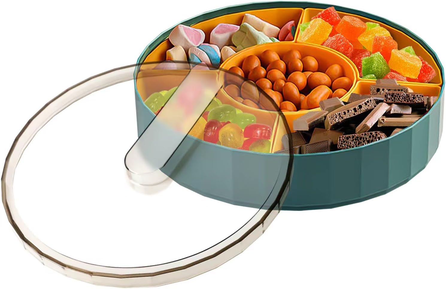 Snack Tray with Compartment Snacks Bowl with Lid Plastic Snacks Compartment Snacks Bowls Flat Storage Box Candy Bowl for Nuts Snacks Candy Cookies