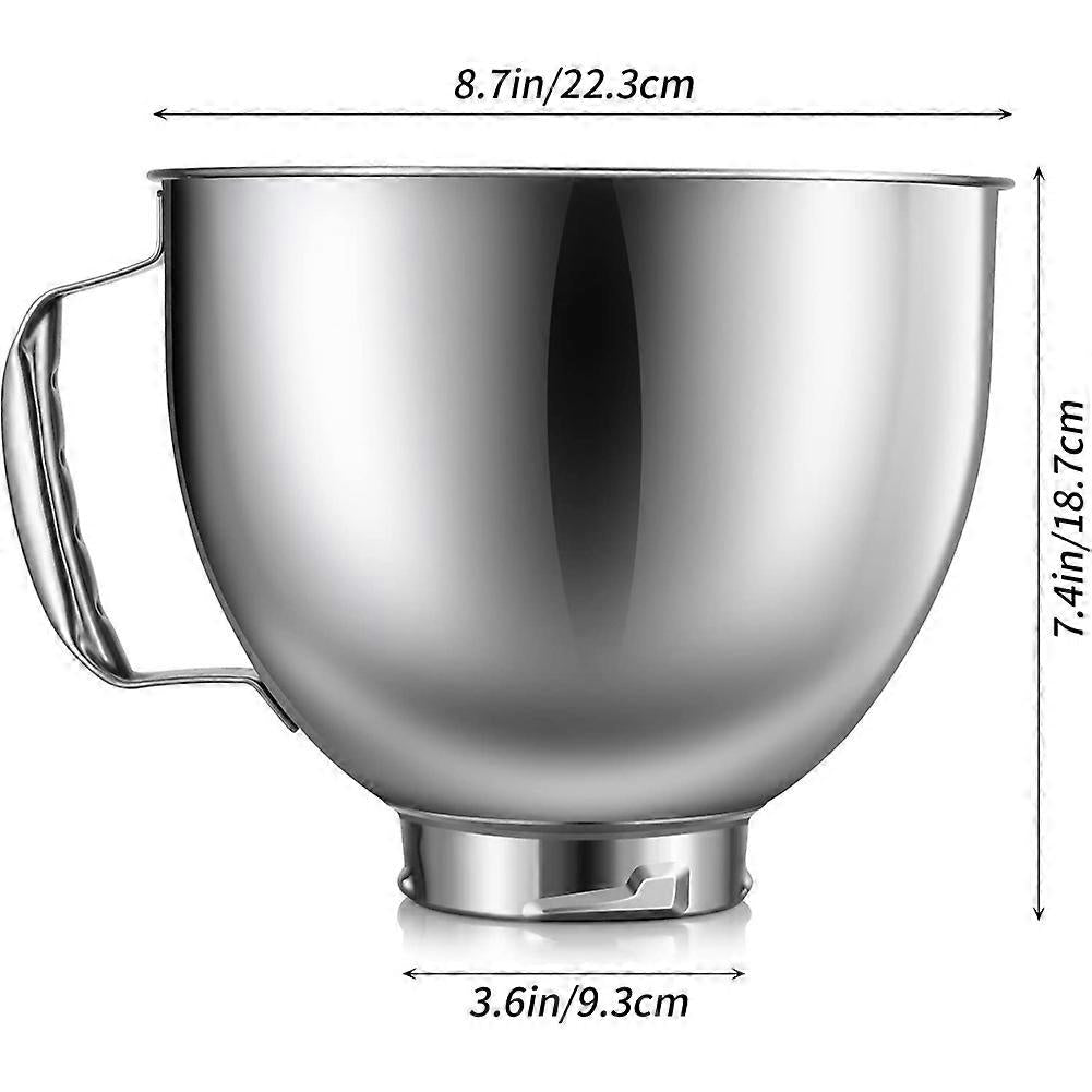 Stainless Steel Bowl for KitchenAid 4.5-5 Quart Tilt Head Stand Mixer, for KitchenAid Mixer Bowl, Di (FMY)_MGF Silver