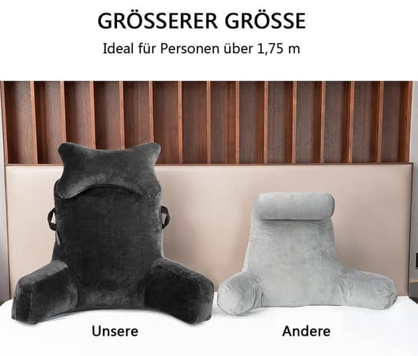 Extra Large Back Cushion with Armrests – Reading and Sitting Cushion for Bed & Sofa