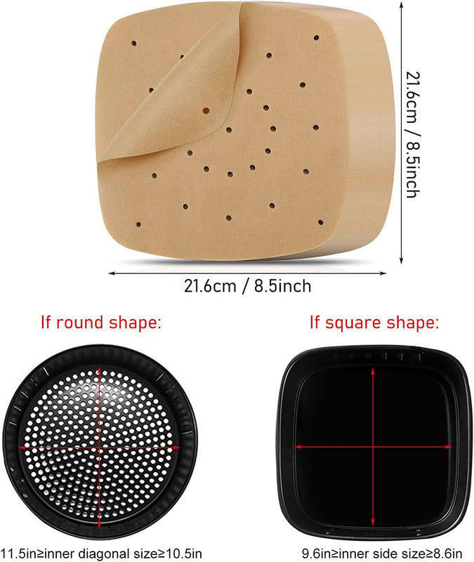 Perforated Baking Paper for Air Fryer, 100-pack, White, 20 cm