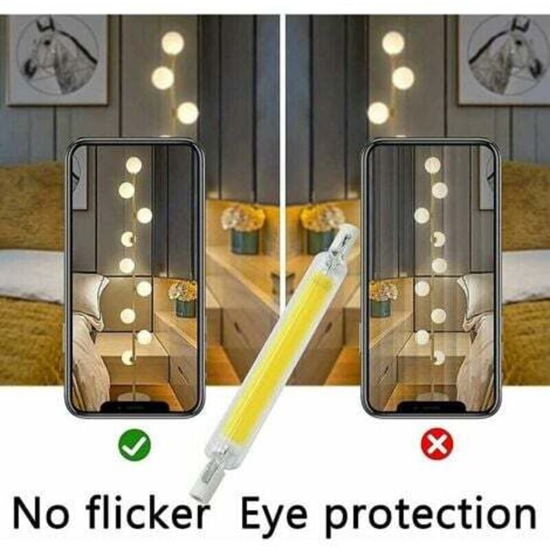 2-pack R7S 118mm 20W dimmable LED bulb, warm white 3000K 3000LM, 360 degree lighting, flicker-free, compatible with halogen bulbs J118 300W