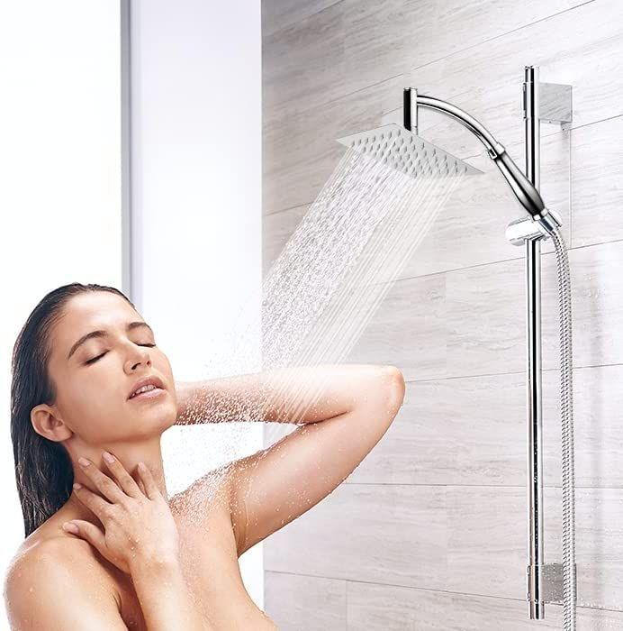 Powerful Rain Shower Head - High Pressure Rain Shower Heads - Large Square Shower Head with Chrome Finish - Universal Replacement Shower Accessories
