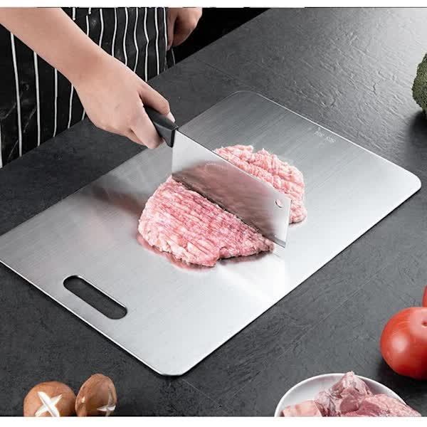 Titanium Cutting Board, Stainless Steel Cutting Board, Double Sided Titanium Compatible with Cutting Meat, Cutting Board Compatible with Fruit, 34x23cm-FD17--FA-