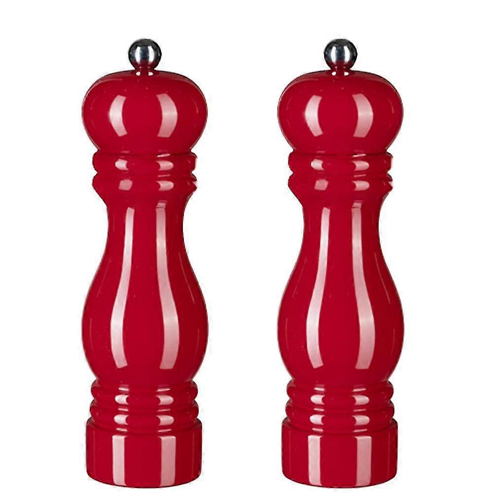 Salt and Pepper Mill Wooden Pepper Mill Salt Pepper Shaker With Adjustable Ceramic Rotor_Cheap Gifts 2pcs red