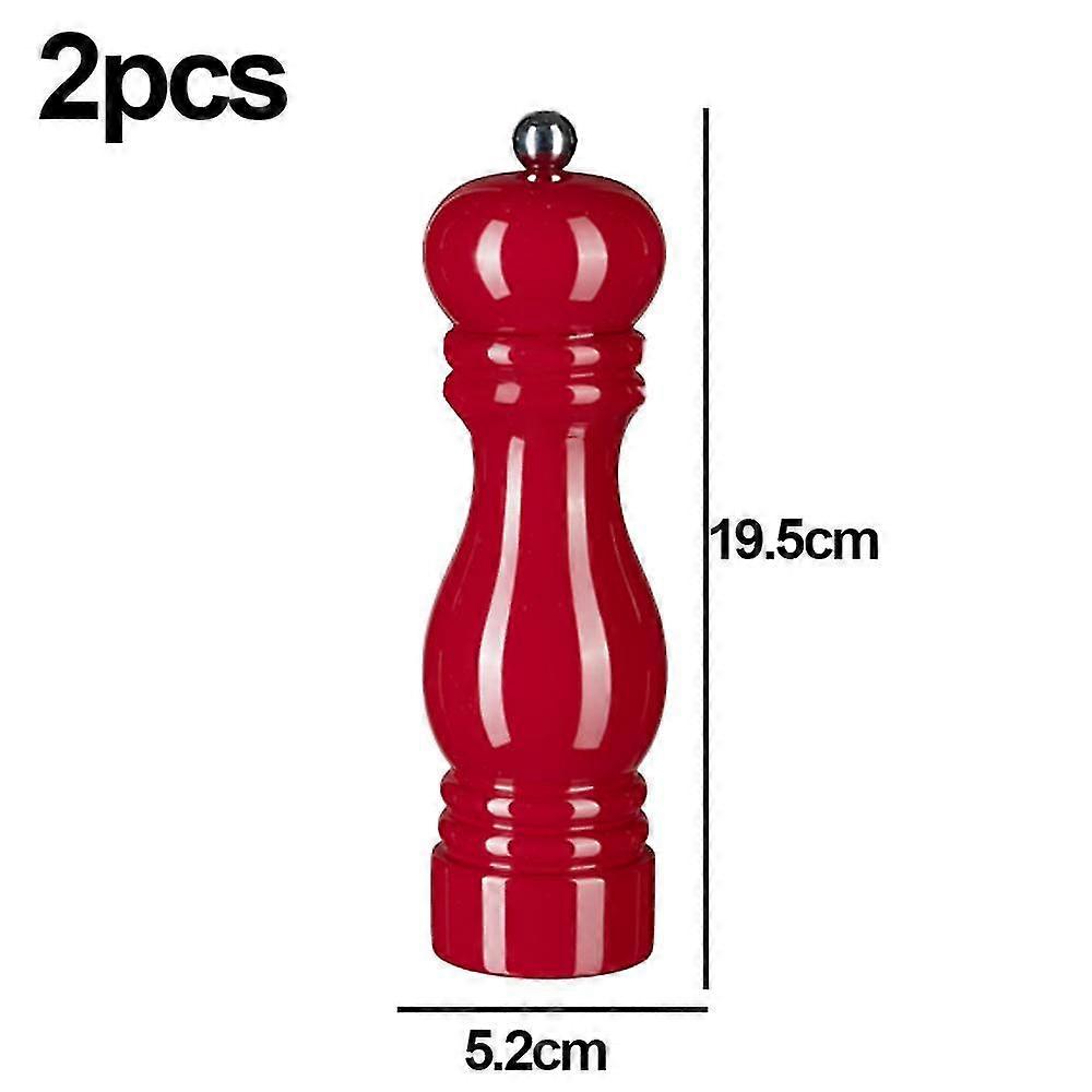 Salt and Pepper Mill Wooden Pepper Mill Salt Pepper Shaker With Adjustable Ceramic Rotor_Cheap Gifts 2pcs red