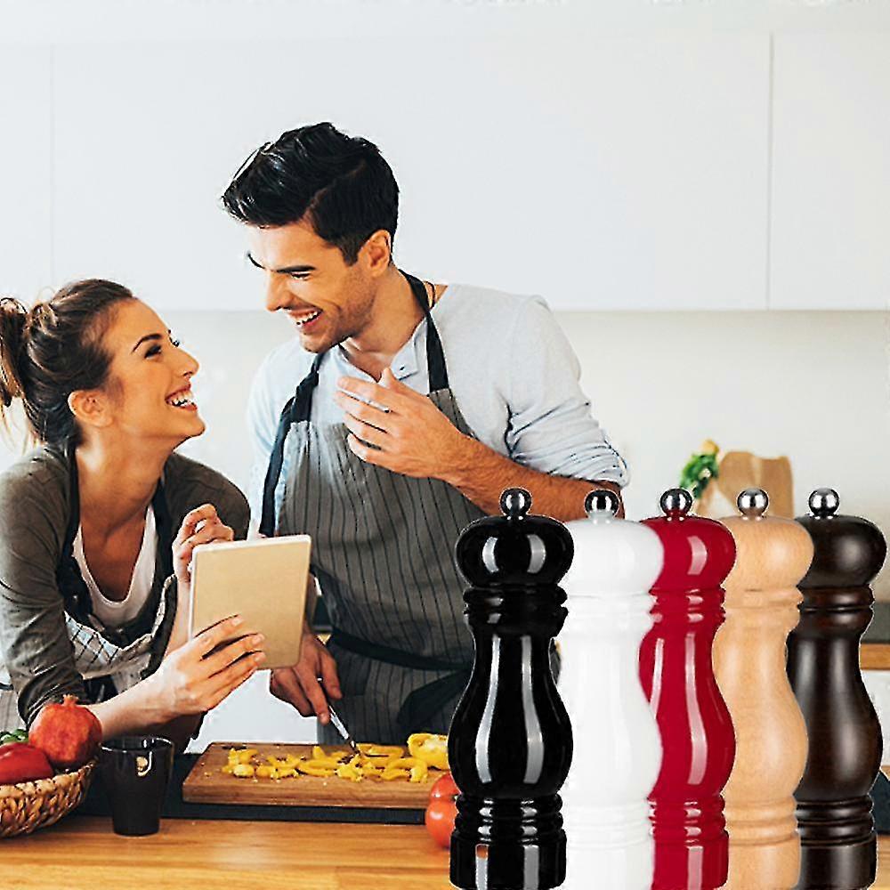 Salt and Pepper Mill Wooden Pepper Mill Salt Pepper Shaker With Adjustable Ceramic Rotor_Cheap Gifts 2pcs red