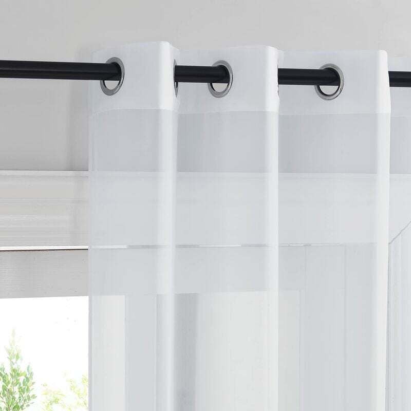 White Sheer Curtains, Set of 2 Short Curtains 132 x 160 cm Home Decor Bedroom Kitchen, Organza Tulle with Eyelets Transparent Light Filter, White