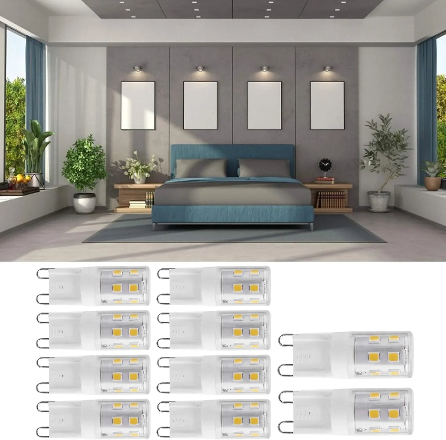 10pcs G9 2W 16LED Mini LED Bulbs, Ceramic Base, Eye Protection, Dimmable Design, Energy Saving Equivalent to 30 Watt Halogen