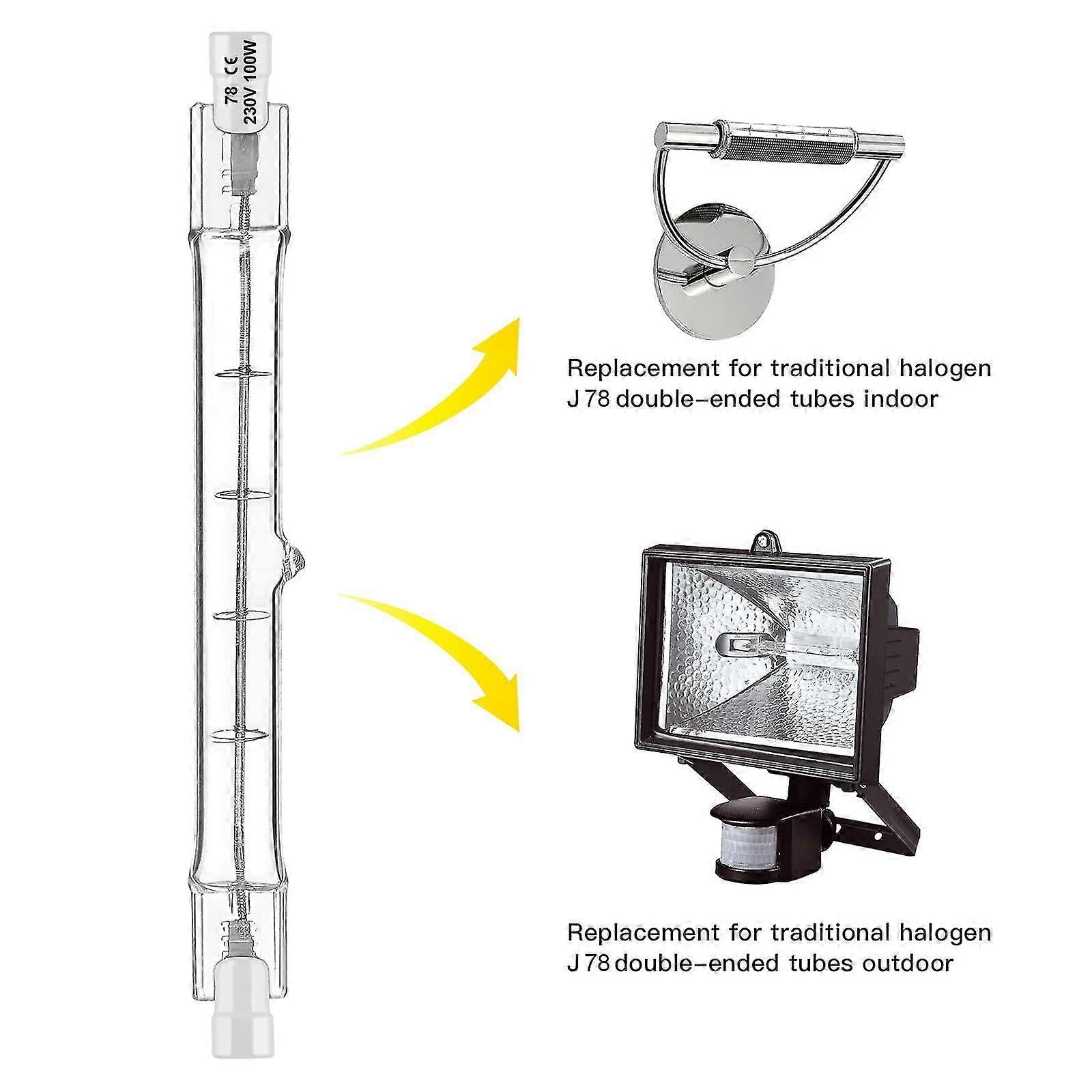 Set of 5 R7s Halogen Bulb 78mm 80w 230v, R7s Halogen Rod 78mm, R7s Halogen Bulb Dimmable Halogen Rod Bulb For Construction Site Floodlights