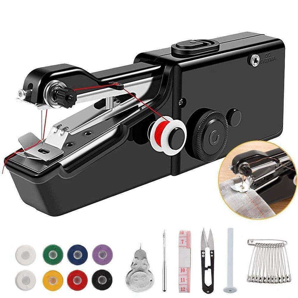 Handheld Sewing Machine Portable Convenience Black, for On-the-Go Sewing Needs