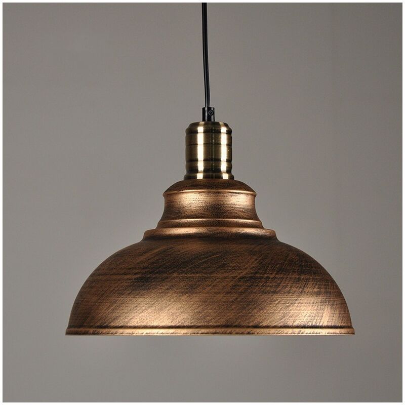 2 Pack Industrial Vintage E27 Pendant Light Copper Rust Ceiling Lamp Shade, 29cm Diameter
