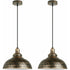 2 Pack Industrial Vintage E27 Pendant Light Copper Rust Ceiling Lamp Shade, 29cm Diameter